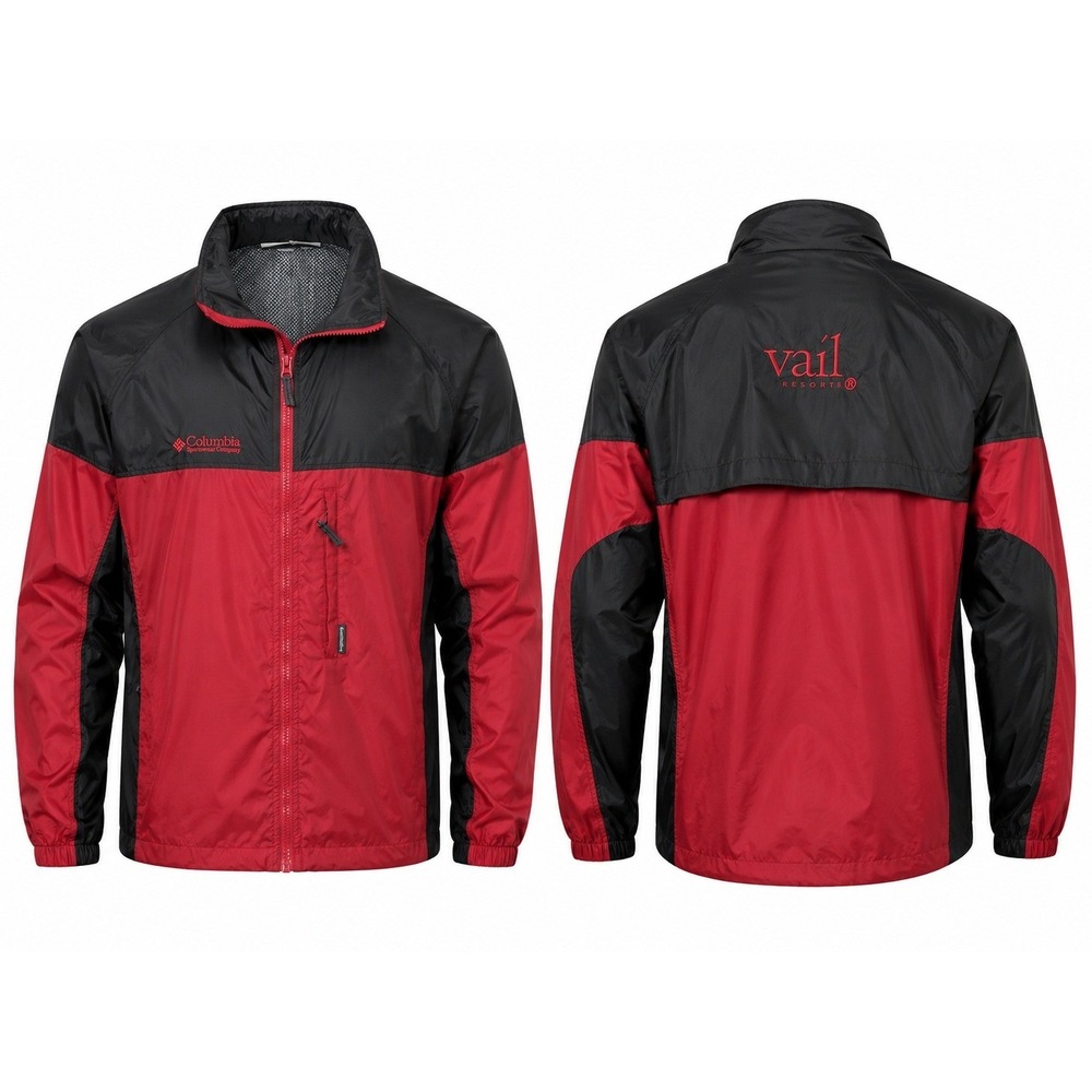 Columbia Vail Resorts Windbreaker Jacket Mens S Red Black Nylon Vintage Y2K